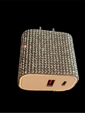 Crystal-Embellished USB Wall Charger - Silver